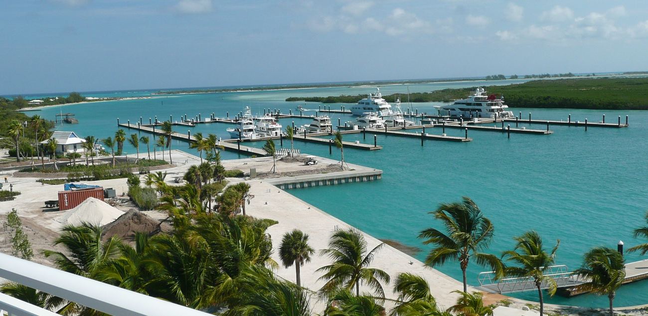 Blue Haven Marina — finger docks and superyacht berths in the Leeward channel