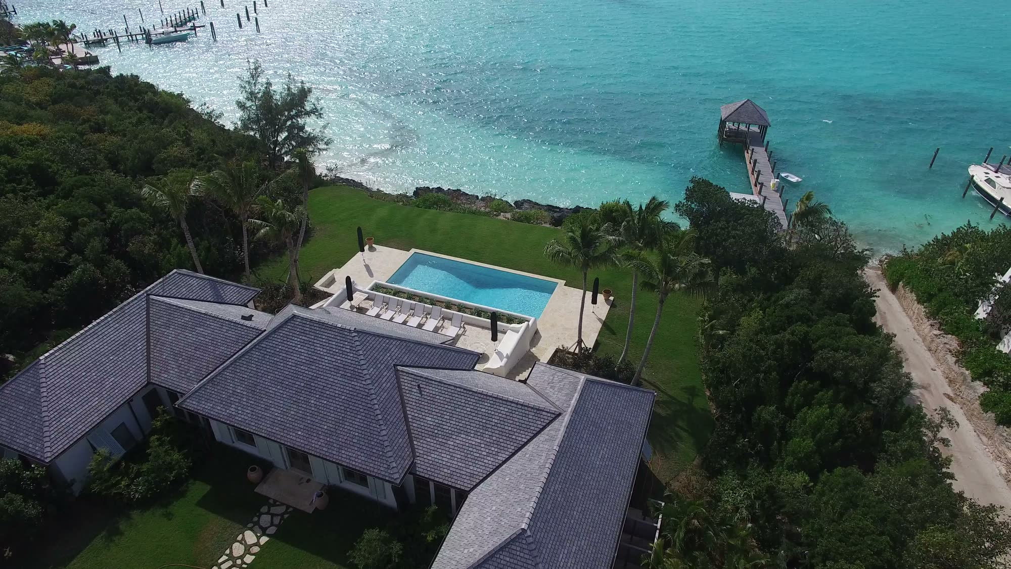 Aerial view of a Sagoma-built residence on Harbour Island